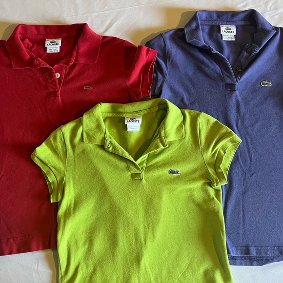 Lacoste Tops - Lot of 3 Women’s Lacoste Izod polos size 36 and 40. Purple Red and Green Tops